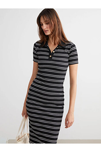 LC Waikiki Polo Neck Striped Dress