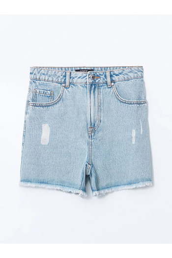LC Waikiki Narrow Fit Ripped Detailed Women's Jean Shorts