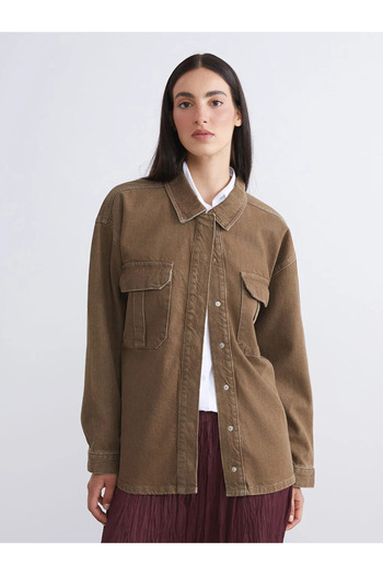 LC Waikiki Shirt Collar Oversize Women's Jean Jacket