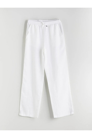 LC Waikiki Elastic waist 100% linen women's trousers