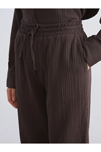 LC Waikiki Elastic Waist Textured Muslin Women's Trousers