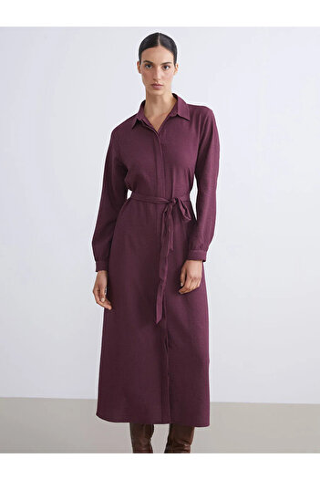 LC Waikiki Textured Shirt Dress with Belt