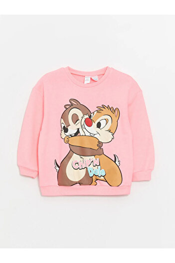LC Waikiki Crew Neck Chip'n Dale Printed Long Sleeve Baby Girl Sweatshirt