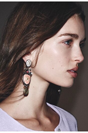 Dionme Zra Flower Stone Earrings