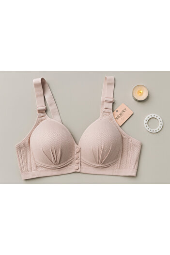 SATTENS Front Button Hollow-Out Unbuttressed Bra - Thick Strap Comfortable Stretchy Soft Mold Bra