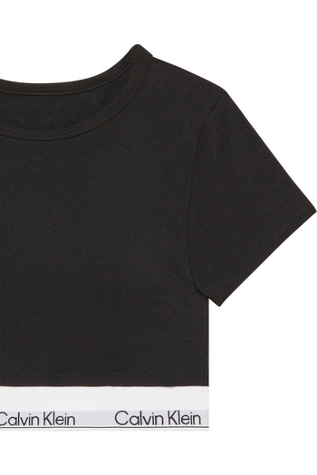 Calvin Klein Dámské tričko s logem značky bílé s elastickým páskem černé T-shirt LV00QF8495 UB1