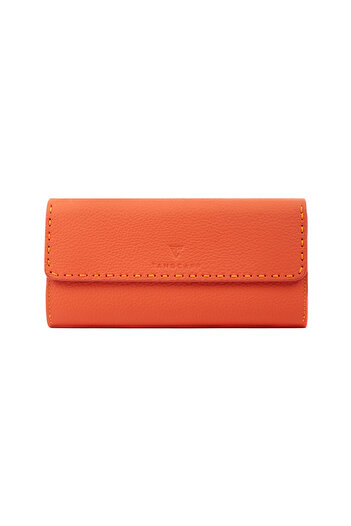 TANGCARF İcona Women's Wallet Genuine Leather Large Wallet with Phone Compartment and Zipper