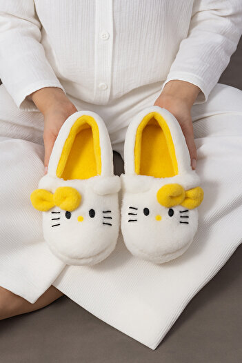 STOCON Girl's Plush House Slippers with Hello Kitty Figure – Soft, Non-Slip and Warm Women's Slippers Stc1141