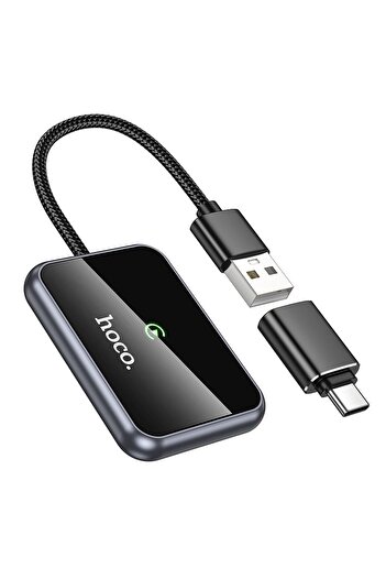 REDz Accessories Adaptor wireless CarPlay, USB-A / USB-C, Hoco HU1, Negru