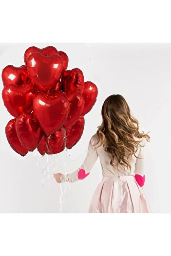OEM Decorative heart-shaped foil balloons, 45cm, pack of 25, red