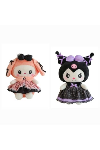 OEM Set 2 Plush Dolls, Kuromi from Hello Kitty Sanrio Series, Purple/Pink, 65 cm