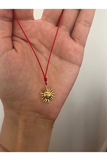 Hoop jewelery Red String Steel Sun Pendant Necklace