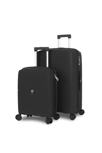 Mnuk PREMIO Set of 3 Luggage with Anti-Theft Zipper, TSA Lock, PP Material| Size 28/24/20- Black