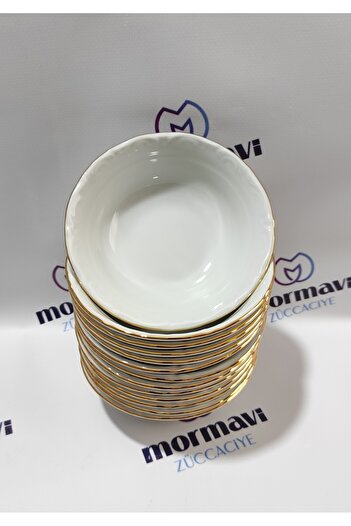 Porland PORSELEN ALTIN YALDIZ 12 ADET 13 CM KÜÇÜK ÇORBA KASE (1 AD NAPOLİ BIÇAK HEDİYELİ)