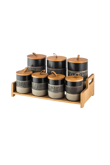 Dania Porcelain storage box set with bamboo wood and a new decor to add a touch of beauty to your kitchen