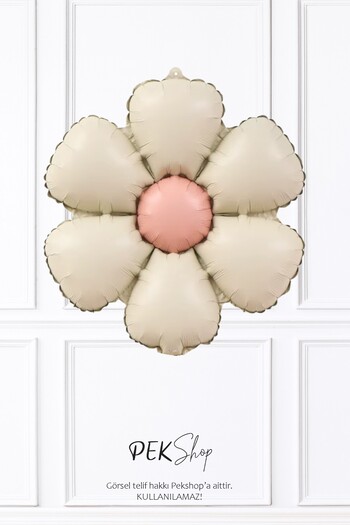 PEKSHOP Cream Bohemian Daisy Foil Balloon Daisy Shaped Balloon Retro Cream