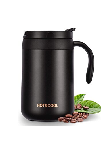 NOVUM Premium 500ml Double-Walled Coffee Mug – 2-in-1 Leakproof Lid for Hot & Cold Drinks – Thermal Cup
