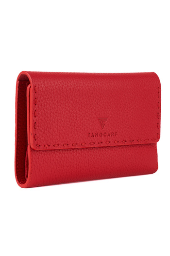 TANGCARF Noa Women's Wallet Genuine Leather Magnetic Zipper Wallet Card Holder Red
