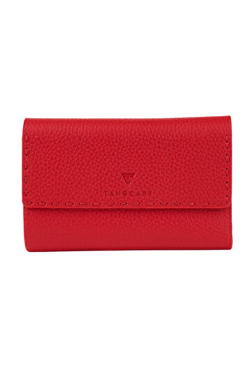 TANGCARF Noa Women's Wallet Genuine Leather Magnetic Zipper Wallet Card Holder Red