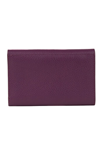 TANGCARF Noa Women's Wallet Genuine Leather Magnetic Zipper Wallet Card Holder Purple