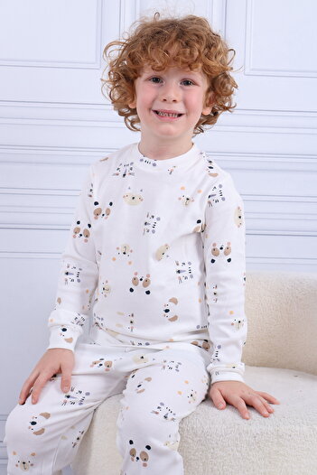 Lüx Wood Cat Pattern Boys' Pajama Set