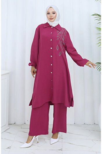 sefamerve Aerobin fabric tunic pants double set 2134-01 fuchsia