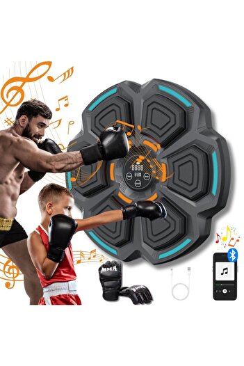 LEIBOO Flippy Wall-Mounted Boxing Target, Black, Bluetooth, LED Lighting, 41.5 x 6.5 x 42 cm