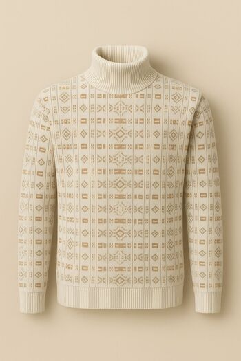 Livio Ferri Chaba Patterned High-Necked Thick Sweater Full Fisherman Men's Winter Knitwear