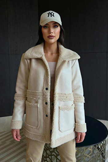 Mekafashion Suede Coat with Fully Plush Coating Inside