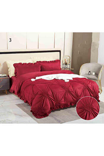 FIONNA.RO Velvet Lingerie With Ruffles And Embroidered Hearts - Poppy Red