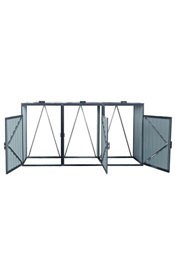 Martin Corturi Evenimente XL metal trash can with 3 compartments BS-MK3 - 80 x 240 x 122 cm anthracite