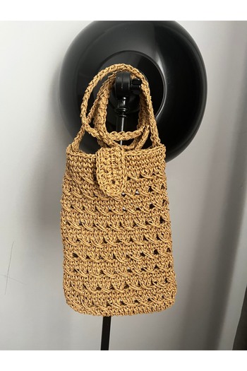 Moonstar Home Handmade Mini Long Drawstring Straw Bag