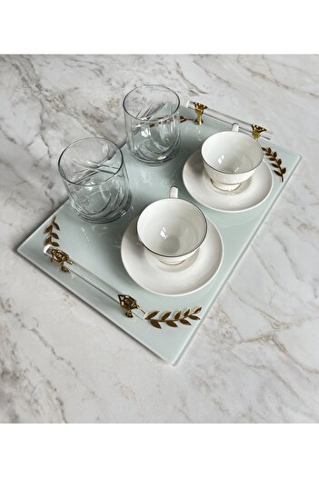 Online Home Market Glass Tray Promise, Engagement, Girl Request, Coffee Presentation Tray