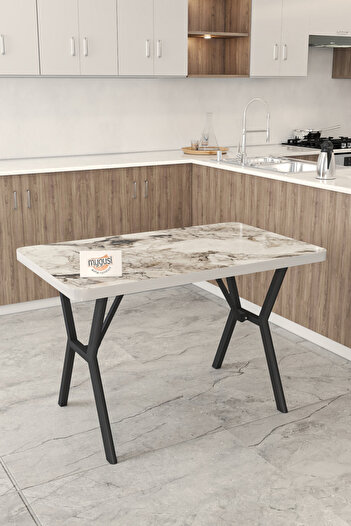 Mygusi Gnr 70x110cm Sabit Efes Mutfak Masası Takımı, Yemek Masası, 4 Modern Cappucino Sandalye