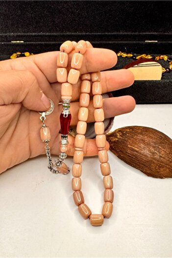 İskenderun Tesbihcilik Handcrafted Nakkaş İmame Squeeze Amber Prayer Beads