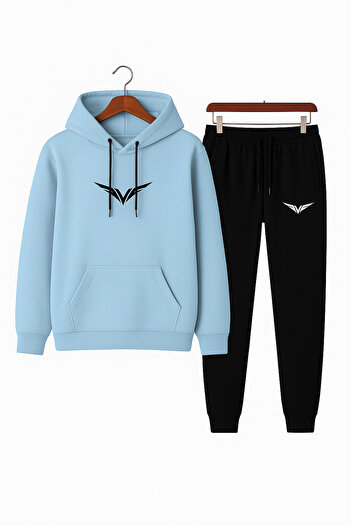 CLASSY.MODA Σετ αθλητικής φόρμας Unisex 2 τεμαχίων |   Μίνιμαλ κέντημα με λεπτομέρειες, φούτερ με κουκούλα και κάτω μέρος, άνετο καθημερινό στυλ