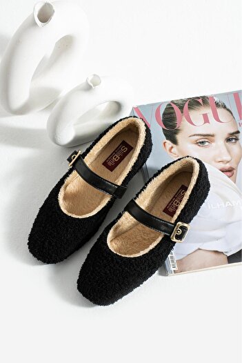 SWORD Winter Woolen Casual Ballerinas |   Shoes with Pearl and Seal Accessories |   Home Office Outdoor Women's Ballet Flats