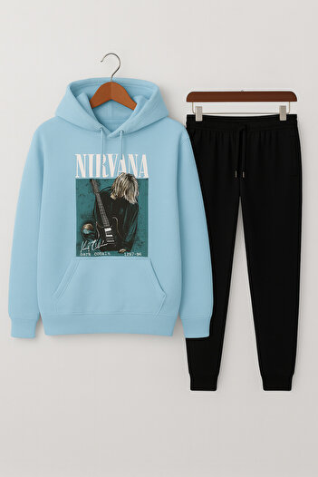 CLASSY.MODA Σετ αθλητικής φόρμας Unisex |   Nirvana Kurt Cobain Φούτερ με κουκούλα και κάτω μέρος Oversize Casual στυλ