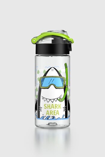 Renga Saga Shark Patterned 500 ml Tritan Children's Water Bottle 912014 Black-Green