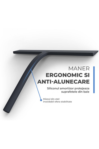 Elindor ® Window Squeegee, Ideal Wiper for Bathrooms, Shower Cabins, Windshields, 22x28 cm, Black