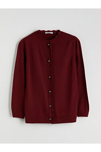 LC Waikiki Ruffled Crew Neck Women's Knitwear Cardigan (W5)