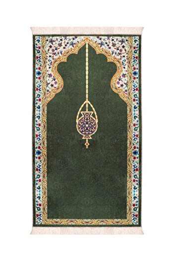 Bursa İpek Khaki Sponge Velvet Prayer Rug