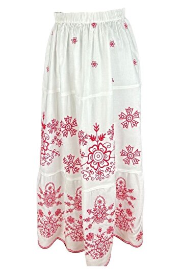 rody's forever Women's skirt 24F white/burgundy red, size 2XL
