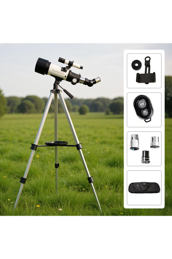 Elindor ® Astronomical Telescope for Kids and Beginners, Adjustable Aluminum Tripod, White