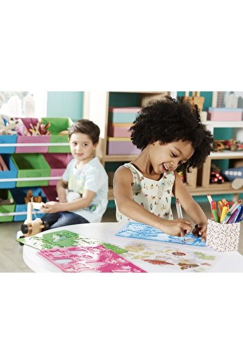 Bibilel Kids Set 6 educational flower stencils, plastic, multicolored