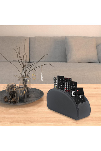 Elindor ® Remote Control Holder with 5 Compartments Made of PU Leather, Black