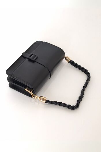 Ecrou Baguette Knitted Handle Shoulder Bag Black Matte