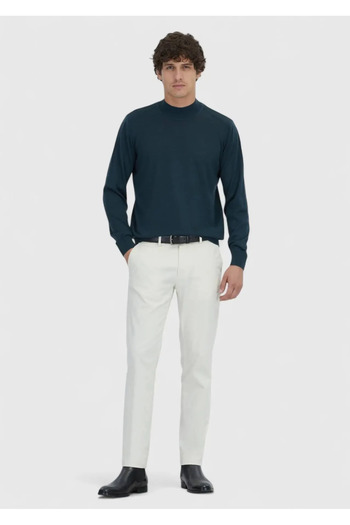 Ramsey Petrol Bato Collar Plain Knit Wool Blend Sweater
