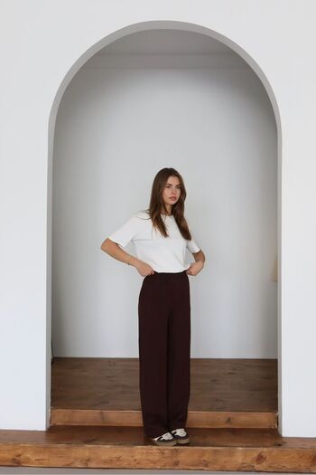 ronay giyim Women's Elastic Waist High Waisted Trousers P001Bbb
