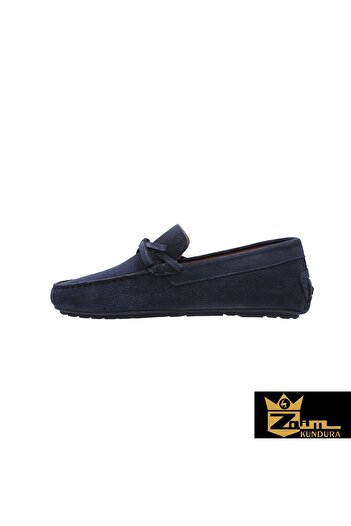Zaim Kundura Men's Navy Blue Genuine Suede Shoes 342890901-1